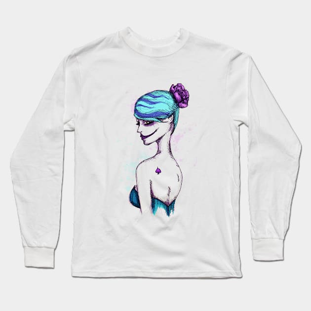 Clown Girl Long Sleeve T-Shirt by LVBart